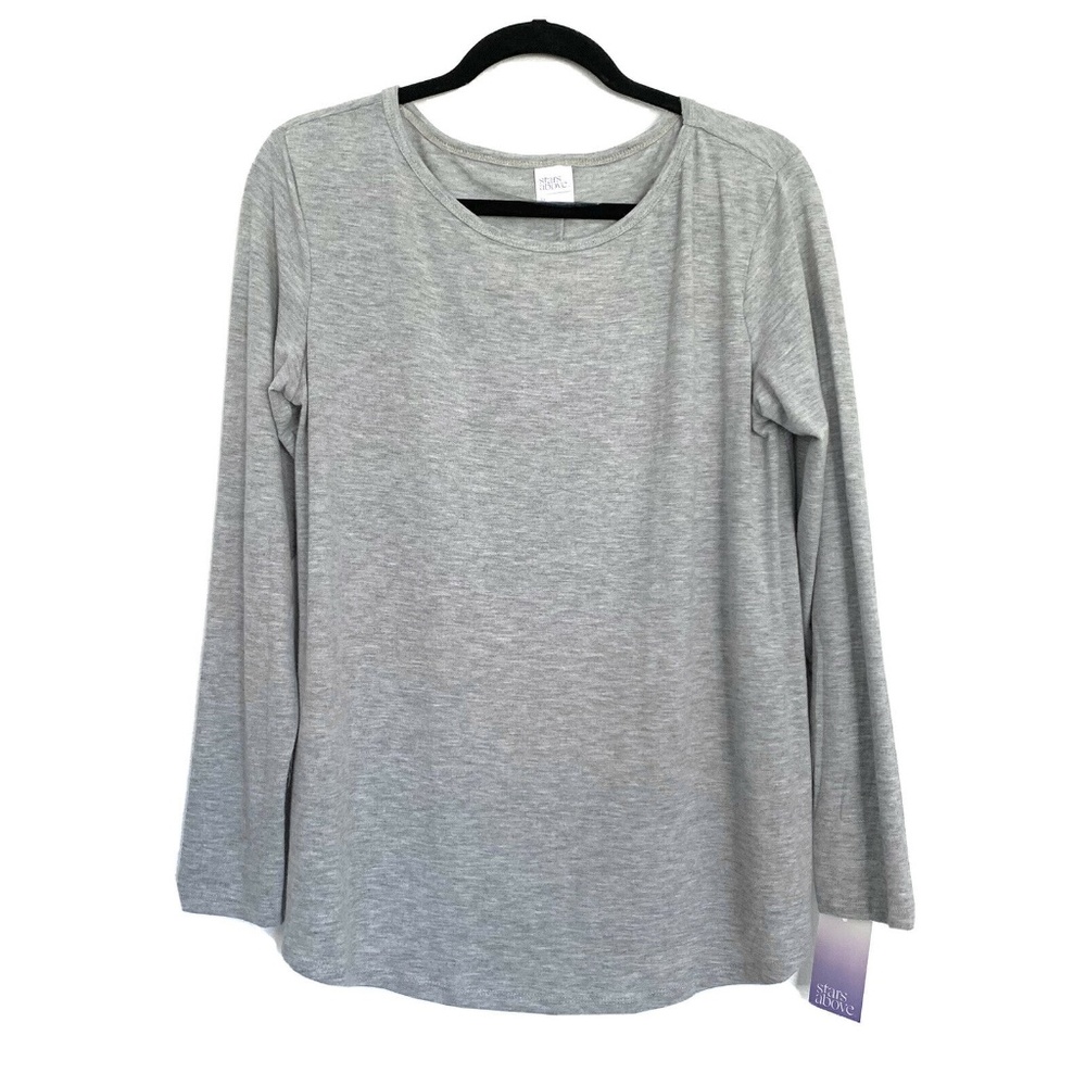 Stars Above Gray Long Sleeve Pajama Top